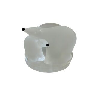 Partylite Polar Bear & Cub Votive Hand-Blown Frosted Glass Tea Light Holder